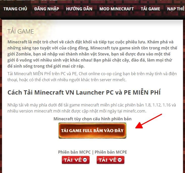 Tải Minecraft trên Máy Tính